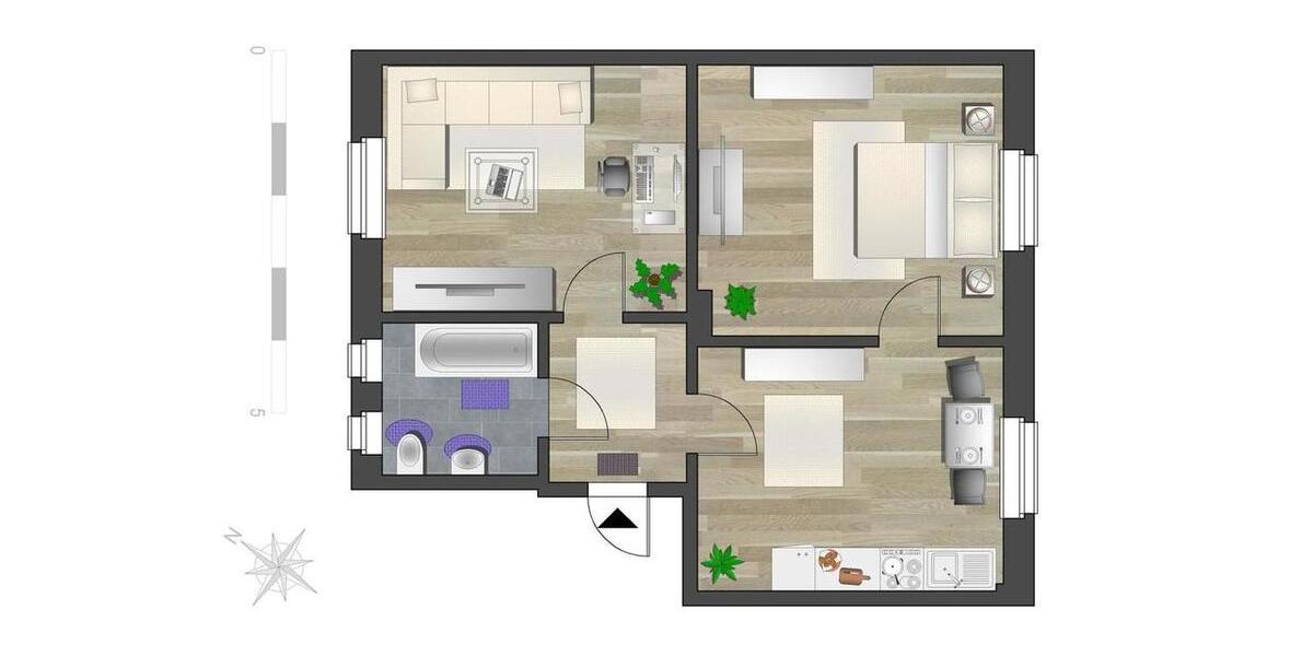 Erdgeschoßwohnung Chemnitz Adelsberg - 2 Zimmer, 52 m&sup2;, 137&euro; | Angebot:26681292
