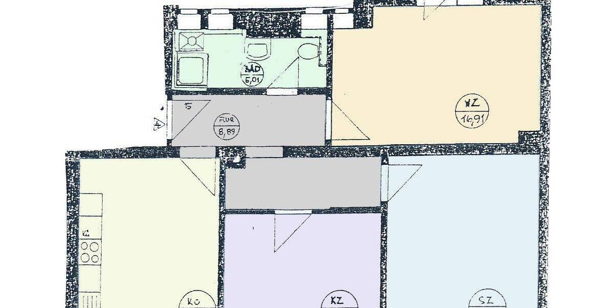 Etagenwohnung Chemnitz Ebersdorf - 3 Zimmer, 79 m&sup2;, 479&euro; | Angebot:26910901