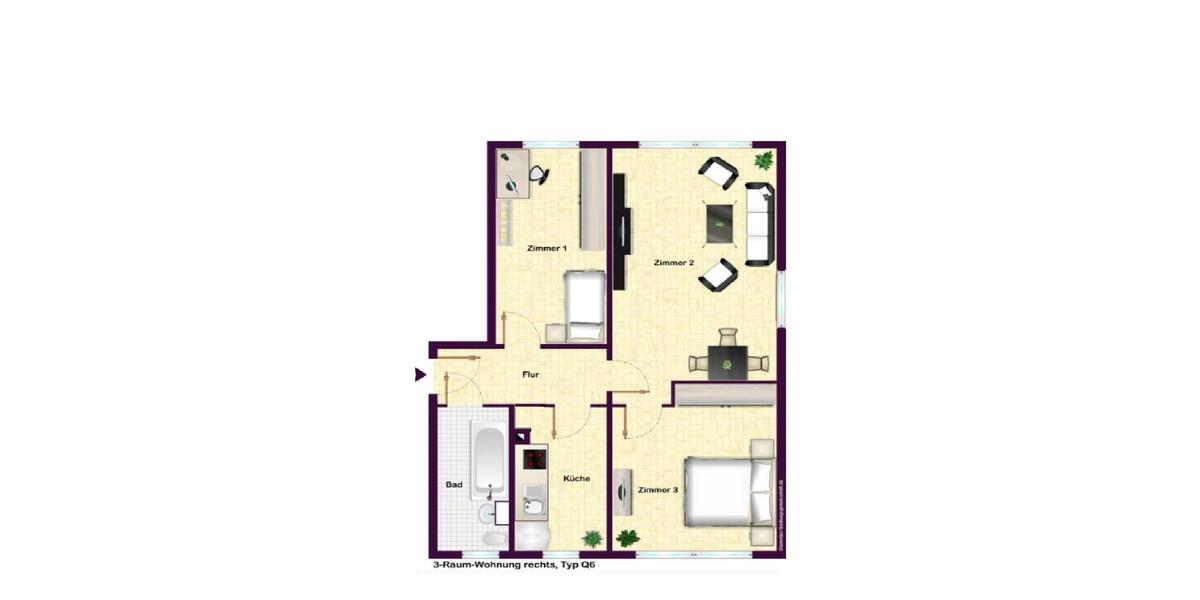 Etagenwohnung Chemnitz Wittgensdorf - 3 Zimmer, 59 m&sup2;, 325&euro; | Angebot:26066740
