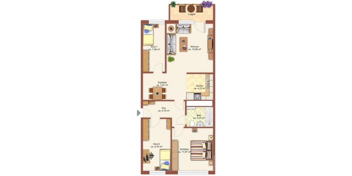 Etagenwohnung Chemnitz Helbersdorf - 4 Zimmer, 71 m&sup2;, 366&euro; | Angebot:24478232