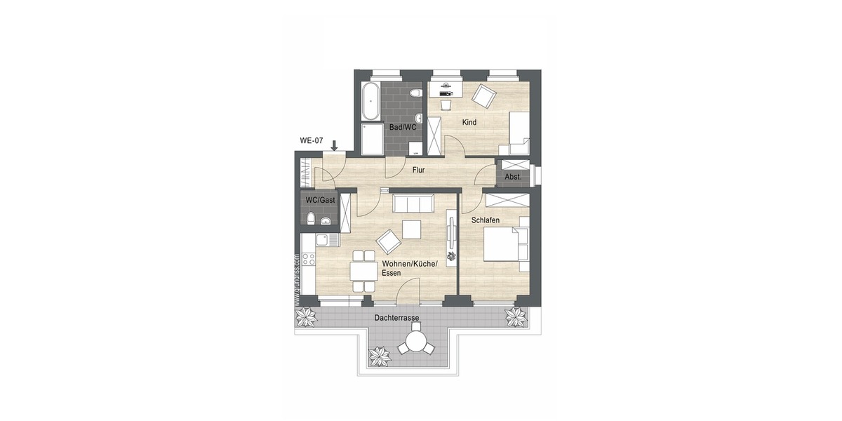 Erstbezug! Moderne 3-Zimmer-Penthousewohnung mit Garage! - Einfamilienhaus Hartmannsdorf | Angebot:27269510