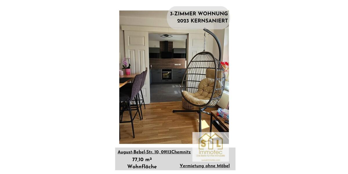 Dachgeschoßwohnung Chemnitz Altendorf - 3 Zimmer, 77 m&sup2;, 686&euro; | Angebot:26195979