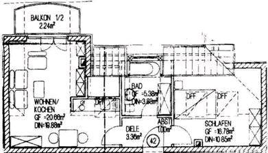 Dachgeschoßwohnung Frankenberg (Sachsen) - 2 Zimmer, 43 m&sup2;, 395&euro; | Angebot:26297228