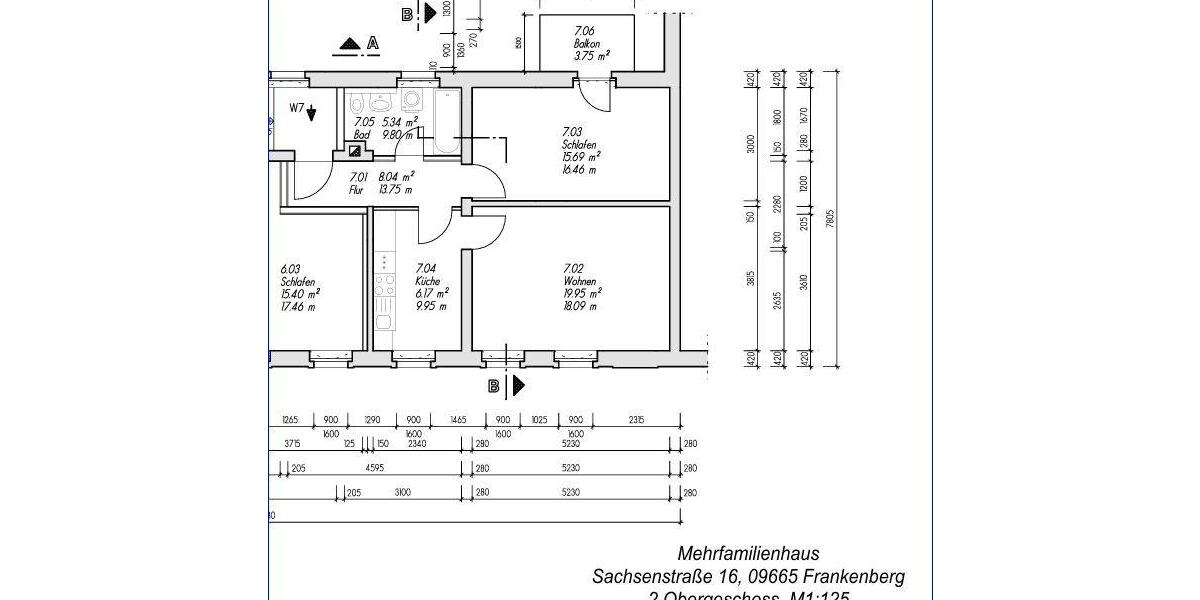 Etagenwohnung Frankenberg (Sachsen) - 2 Zimmer, 60 m&sup2;, 340&euro; | Angebot:26250113