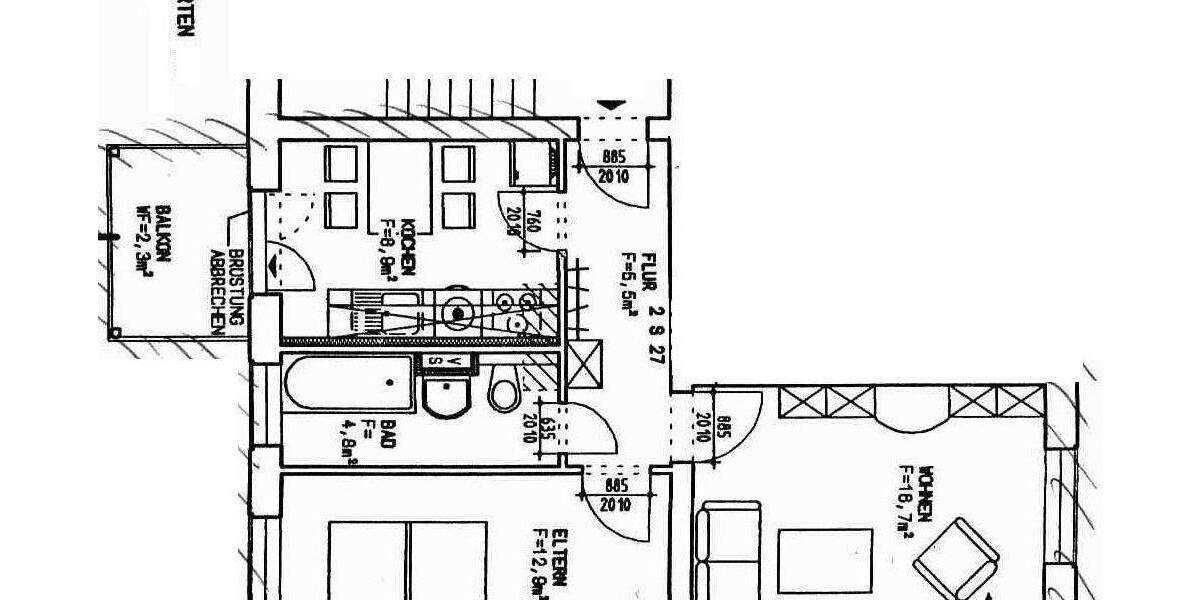 Etagenwohnung Chemnitz Lutherviertel - 2 Zimmer, 48 m&sup2;, 299&euro; | Angebot:26798829