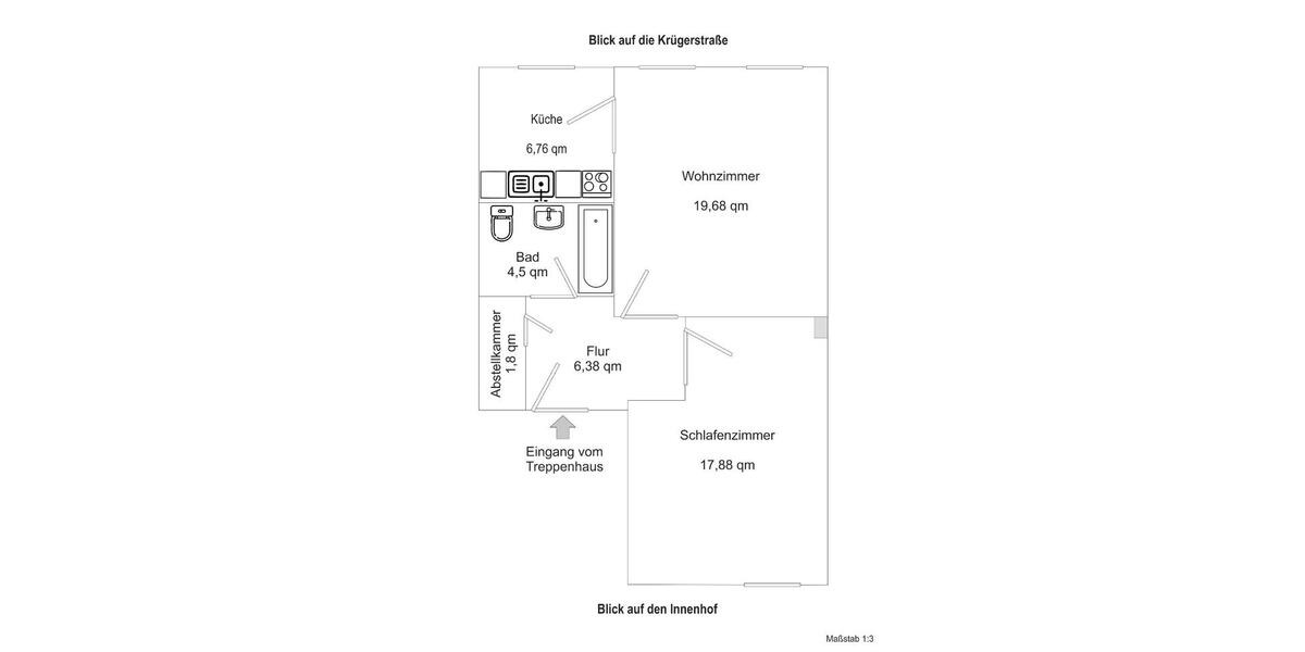 Hochparterre Chemnitz Ebersdorf - 2 Zimmer, 57 m&sup2;, 299&euro; | Angebot:26297232