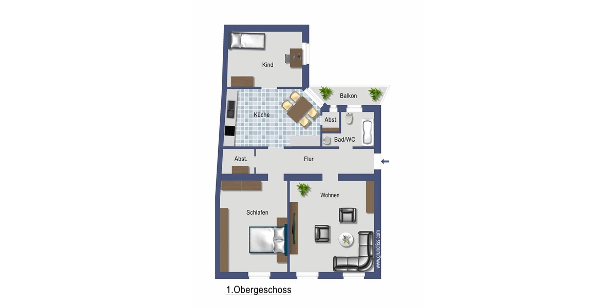 3-Raum Wohnung mit Balkon und neuer Einbauküche -WG geeignet 3 zimmer