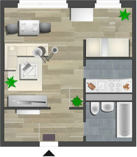 NEU sanierte 1-Raum-Wohnung mit Badewanne 1 zimmer