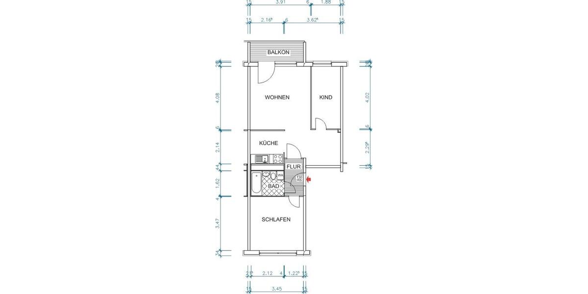 Etagenwohnung Chemnitz Klaffenbach - 3 Zimmer, 57 m&sup2;, 330&euro; | Angebot:26421423