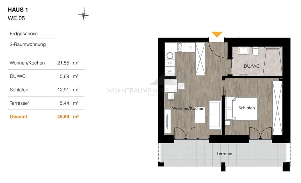 Erdgeschoßwohnung Chemnitz Rabenstein - 2 Zimmer, 46 m&sup2;, 660&euro; | Angebot:22985856
