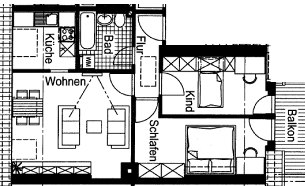 Etagenwohnung Chemnitz Lutherviertel - 3 Zimmer, 57 m&sup2;, 327&euro; | Angebot:26320318