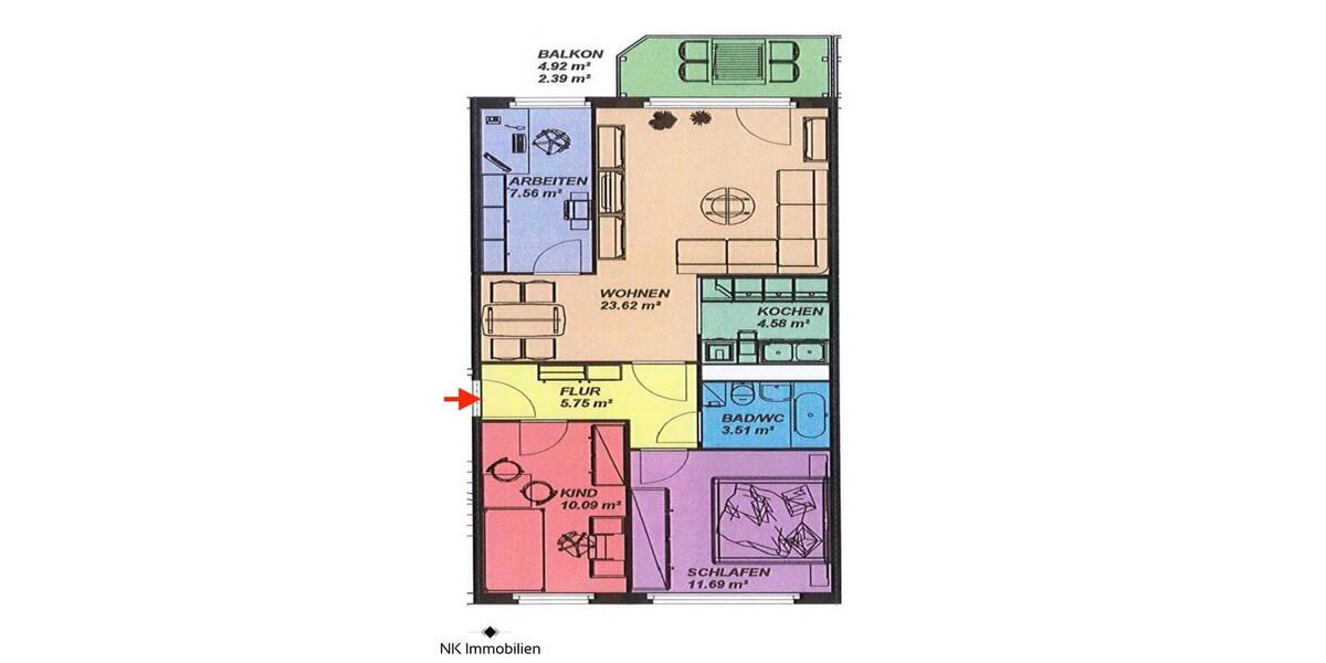 Etagenwohnung Chemnitz Kapellenberg - 4 Zimmer, 70 m&sup2;, 350&euro; | Angebot:26321586