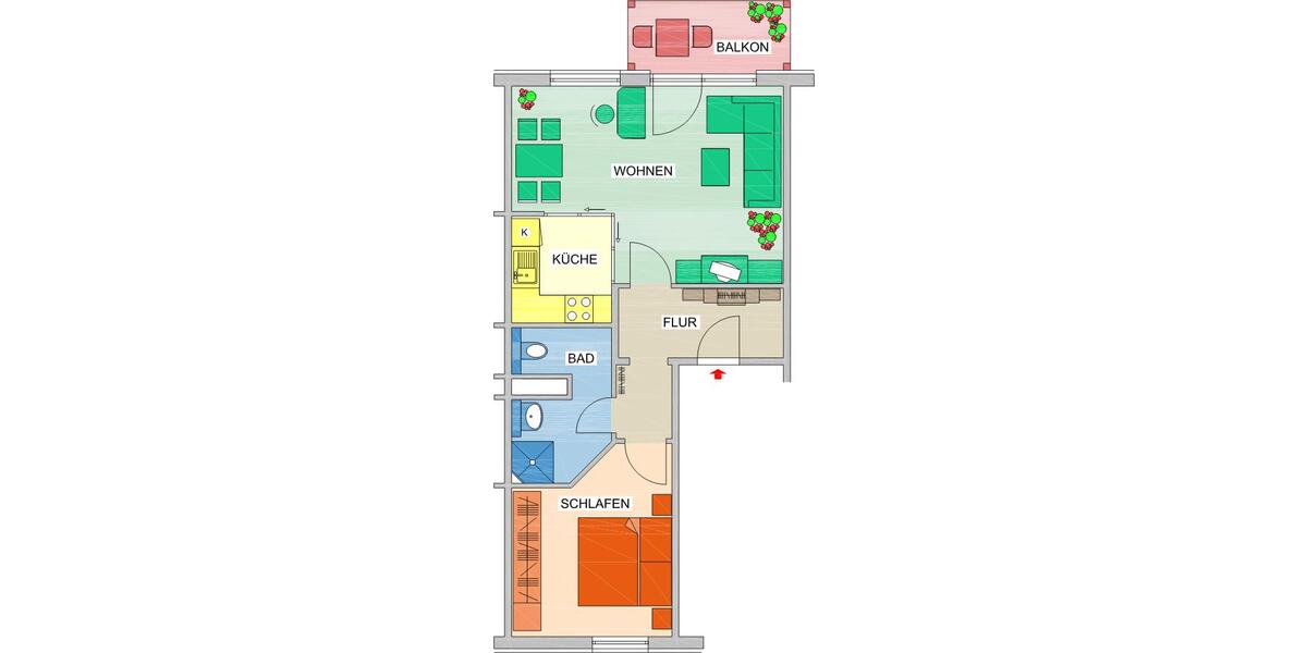 Erdgeschoßwohnung Chemnitz Klaffenbach - 2 Zimmer, 56 m&sup2;, 362&euro; | Angebot:26339281