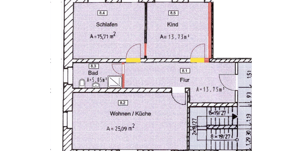 Etagenwohnung Zschopau - 3 Zimmer, 84 m&sup2;, 49.000&euro; | Angebot:26806106