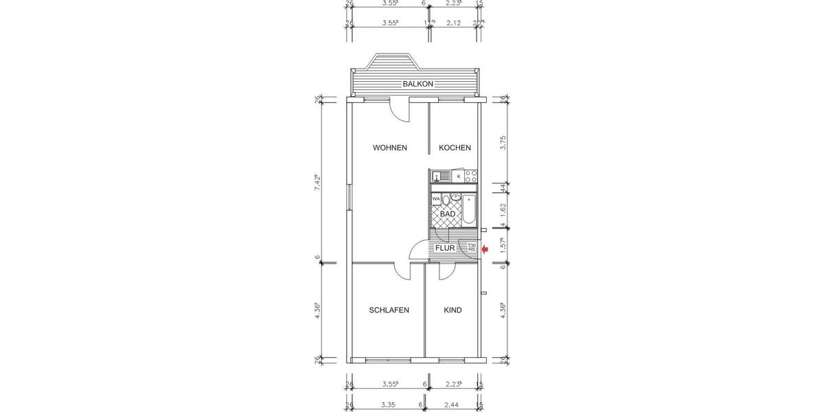 Erdgeschoßwohnung Chemnitz Markersdorf - 3 Zimmer, 71 m&sup2;, 423&euro; | Angebot:26479888