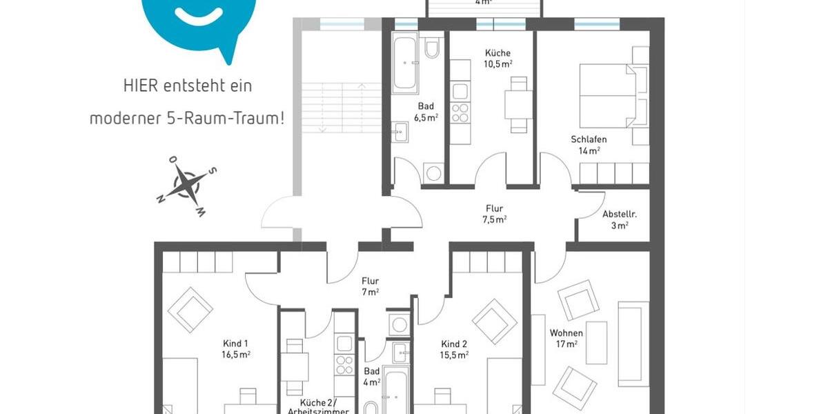 TOP • Laminat • 5-Zimmer • Laminat • 2 Bäder mit Wanne & Fenster • gleich anschauen • Chemnitz 5 zimmer
