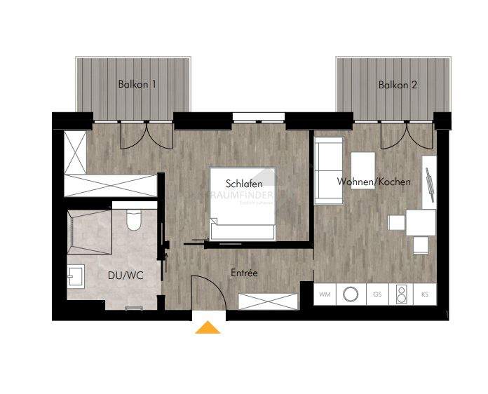 ! Neujahrsangebot ! Barrierefreie 2-Raum-Whg. mit Einbauküche, 2 Balkonen, Wärmepumpe & Photovoltaik 2 zimmer