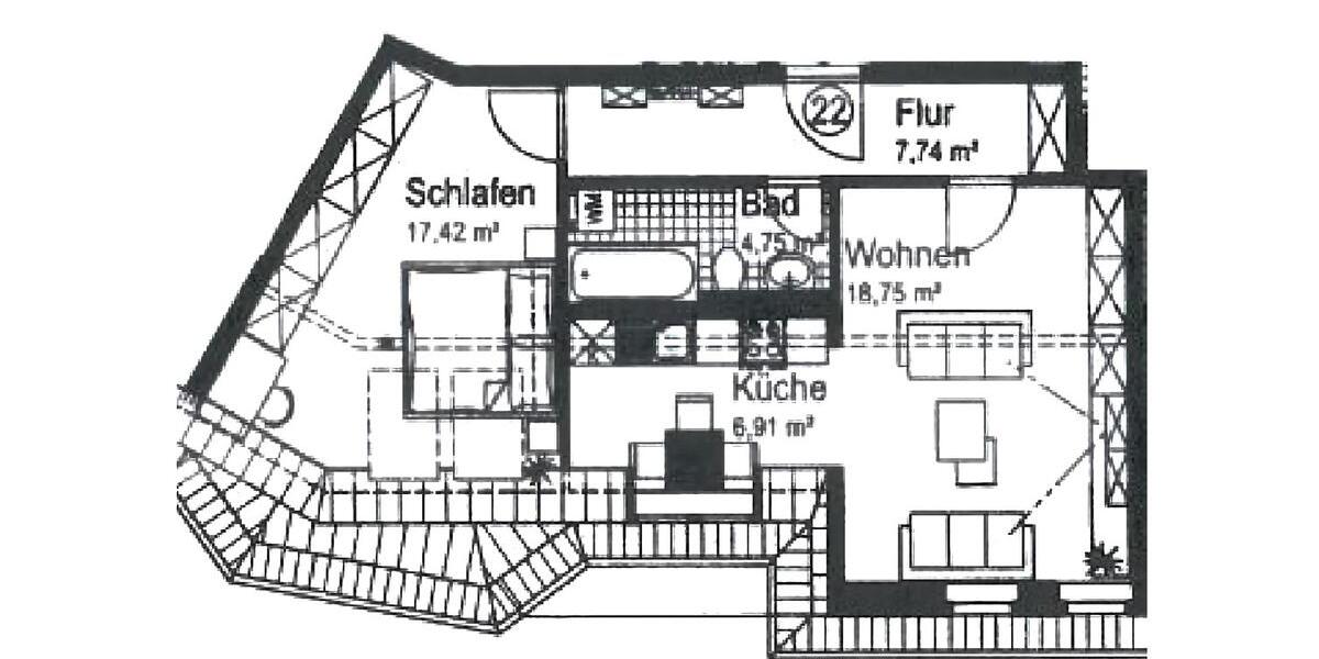 Dachgeschoßwohnung Chemnitz Altendorf - 2 Zimmer, 55 m&sup2;, 330&euro; | Angebot:26263479
