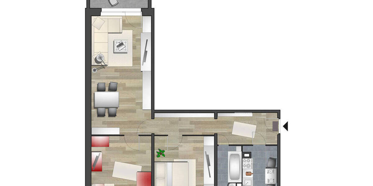 Etagenwohnung Chemnitz Yorckgebiet - 3 Zimmer, 71 m&sup2;, 443&euro; | Angebot:26361127