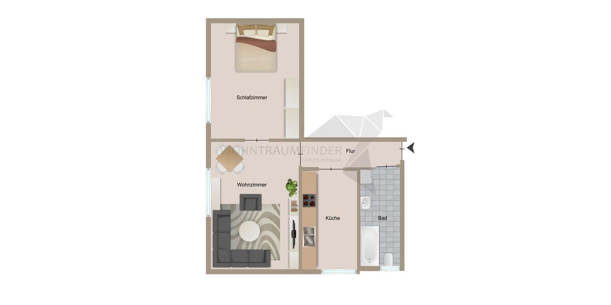 Erdgeschoßwohnung Chemnitz Borna-Heinersdorf - 2 Zimmer, 44 m&sup2;, 320&euro; | Angebot:26533120
