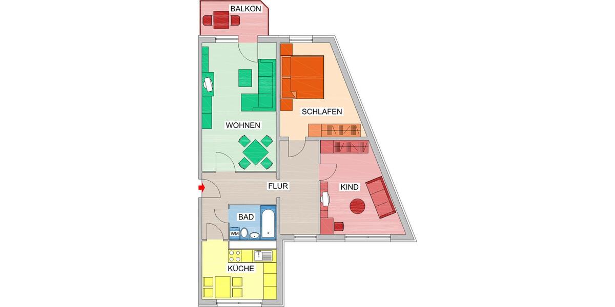 Etagenwohnung Chemnitz Klaffenbach - 3 Zimmer, 77 m&sup2;, 431&euro; | Angebot:26230286