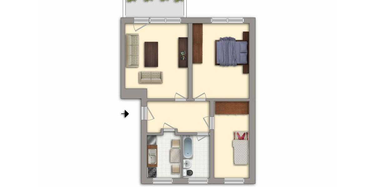 Erdgeschoßwohnung Chemnitz Adelsberg - 3 Zimmer, 61 m&sup2;, 340&euro; | Angebot:26263481