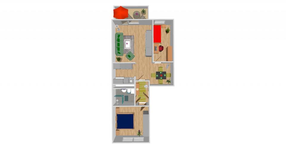 Erdgeschoßwohnung Chemnitz Markersdorf - 3 Zimmer, 56 m&sup2;, 365&euro; | Angebot:26421417