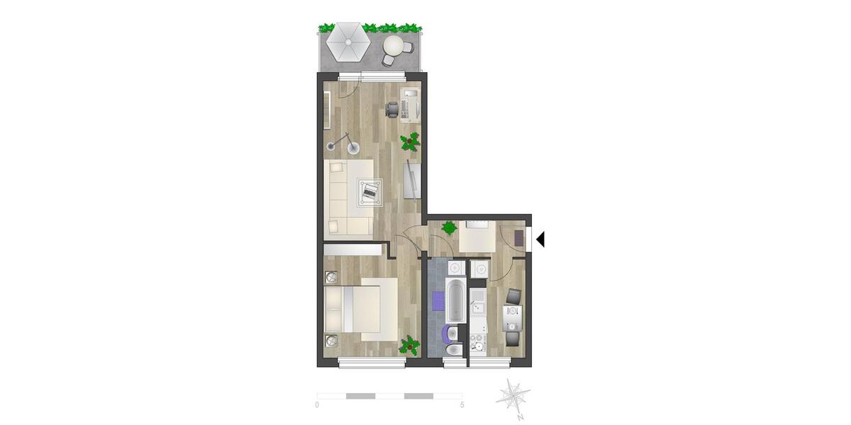 Etagenwohnung Chemnitz Hilbersdorf - 2 Zimmer, 48 m&sup2;, 300&euro; | Angebot:26681195