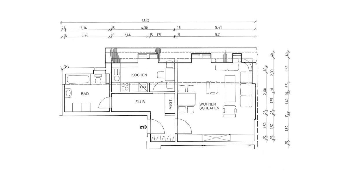 Dachgeschoßwohnung Chemnitz Hilbersdorf - 1 Zimmer, 53 m&sup2;, 260&euro; | Angebot:25976344