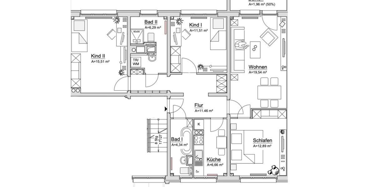 Etagenwohnung Chemnitz Helbersdorf - 4 Zimmer, 91 m&sup2;, 850&euro; | Angebot:25384416