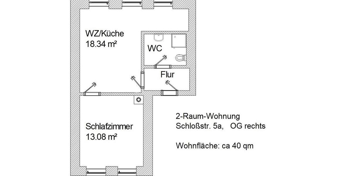 Etagenwohnung Waldheim - 2 Zimmer, 40 m&sup2;, 200&euro; | Angebot:11884855