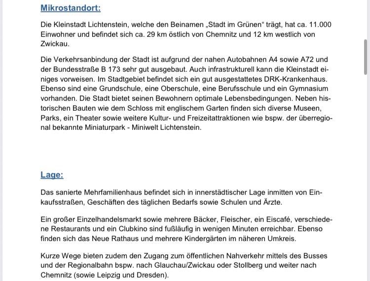 Mehrfamilienhaus, Wohnhaus Lichtenstein (Sachsen) - 11 Zimmer, 280 m&sup2;, 195.000&euro; | Angebot:26042197