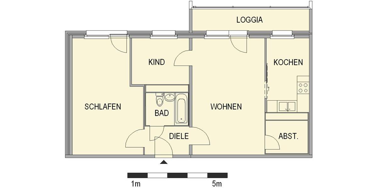 Etagenwohnung Chemnitz Borna-Heinersdorf - 3 Zimmer, 69 m&sup2;, 429&euro; | Angebot:26682146
