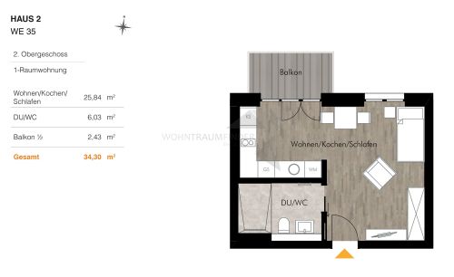 Etagenwohnung Chemnitz Rabenstein - 1 Zimmer, 34 m&sup2;, 463&euro; | Angebot:23089910