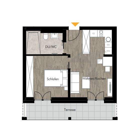 Etagenwohnung Chemnitz Rabenstein - 2 Zimmer, 45 m&sup2;, 572&euro; | Angebot:25681440