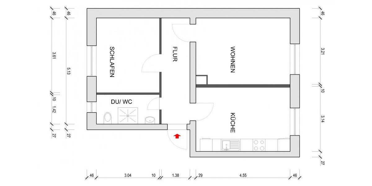Erdgeschoßwohnung Chemnitz Grüna - 2 Zimmer, 51 m&sup2;, 338&euro; | Angebot:26262059