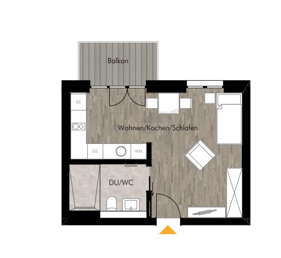 Etagenwohnung Chemnitz Rabenstein - 1 Zimmer, 34 m&sup2;, 463&euro; | Angebot:23089910