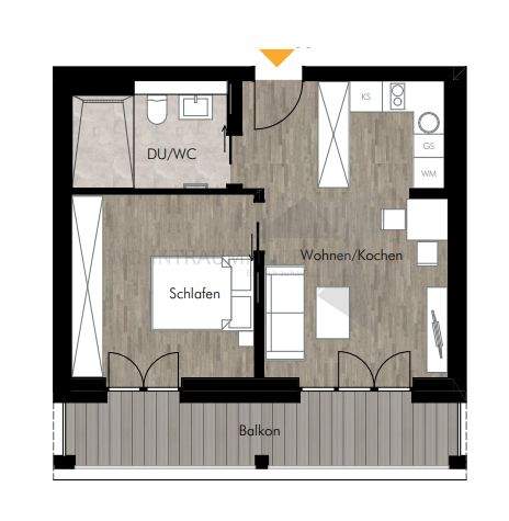 Etagenwohnung Chemnitz Rabenstein - 2 Zimmer, 45 m&sup2;, 617&euro; | Angebot:25108995