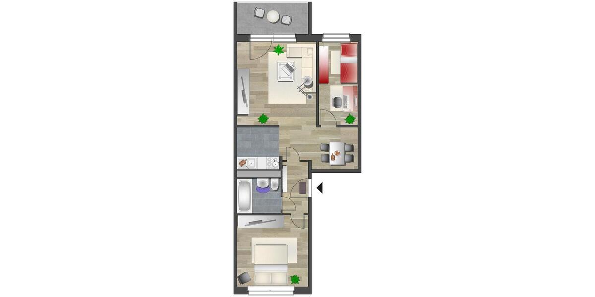 Etagenwohnung Chemnitz Borna-Heinersdorf - 3 Zimmer, 55 m&sup2;, 285&euro; | Angebot:26200727