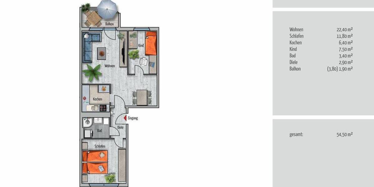 Etagenwohnung Chemnitz Hutholz - 3 Zimmer, 54 m&sup2;, 335&euro; | Angebot:26345713
