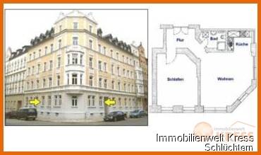 Etagenwohnung Chemnitz Sonnenberg - 2 Zimmer, 58 m&sup2;, 50.000&euro; | Angebot:26190130
