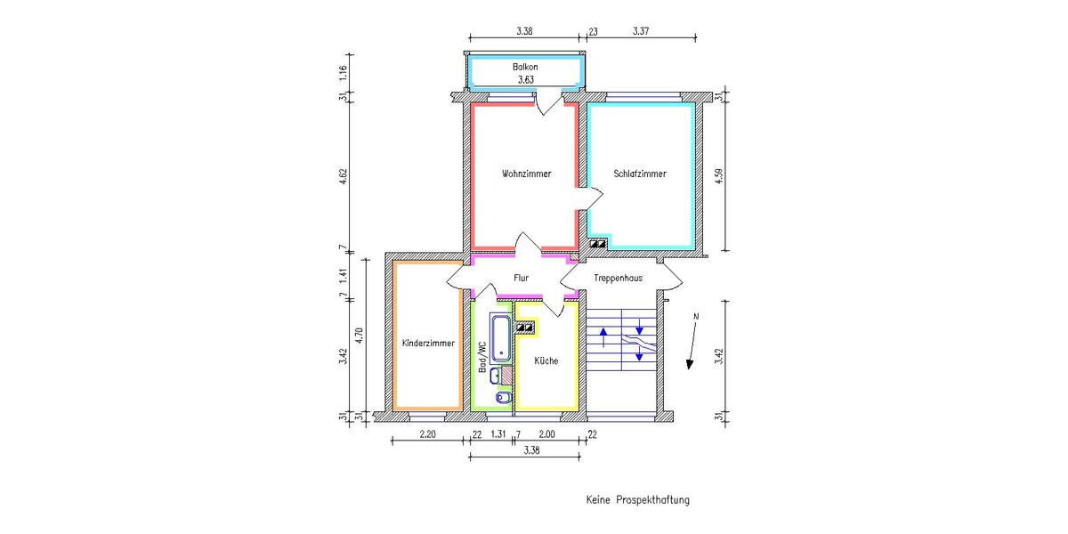 Etagenwohnung Chemnitz Adelsberg - 3 Zimmer, 60 m&sup2;, 325&euro; | Angebot:26291381