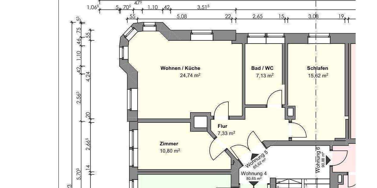Etagenwohnung Chemnitz Sonnenberg - 3 Zimmer, 65 m&sup2;, 423&euro; | Angebot:25741311