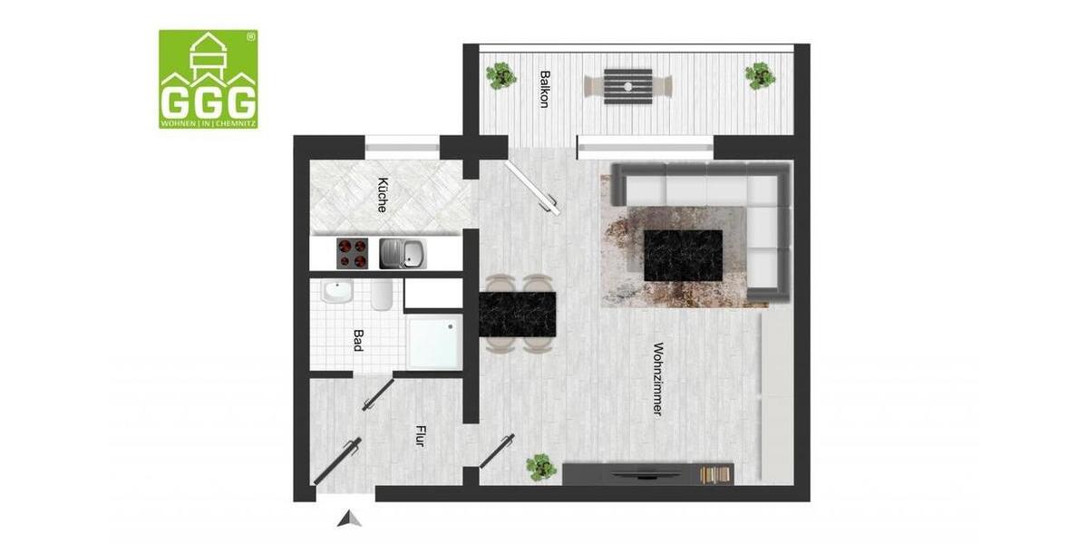 Etagenwohnung Chemnitz Klaffenbach - 1 Zimmer, 33 m&sup2;, 170&euro; | Angebot:26271601