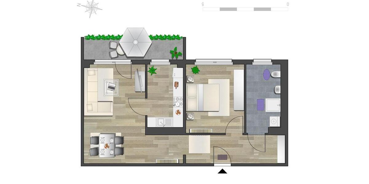 Großzügige 2-Raum-Wohnung mit bodengleicher Dusche 2 zimmer