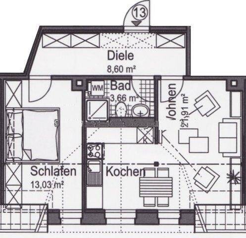 Etagenwohnung Chemnitz Kaßberg - 2 Zimmer, 47 m&sup2;, 280&euro; | Angebot:26834864