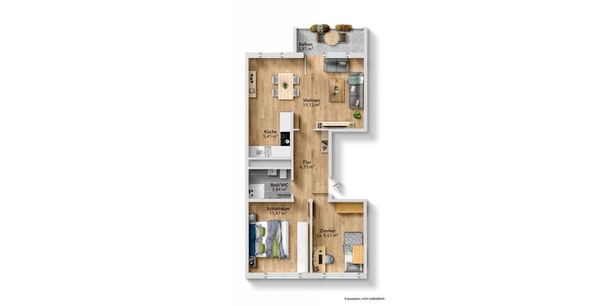 Etagenwohnung Chemnitz Helbersdorf - 3 Zimmer, 57 m&sup2;, 318&euro; | Angebot:26261682