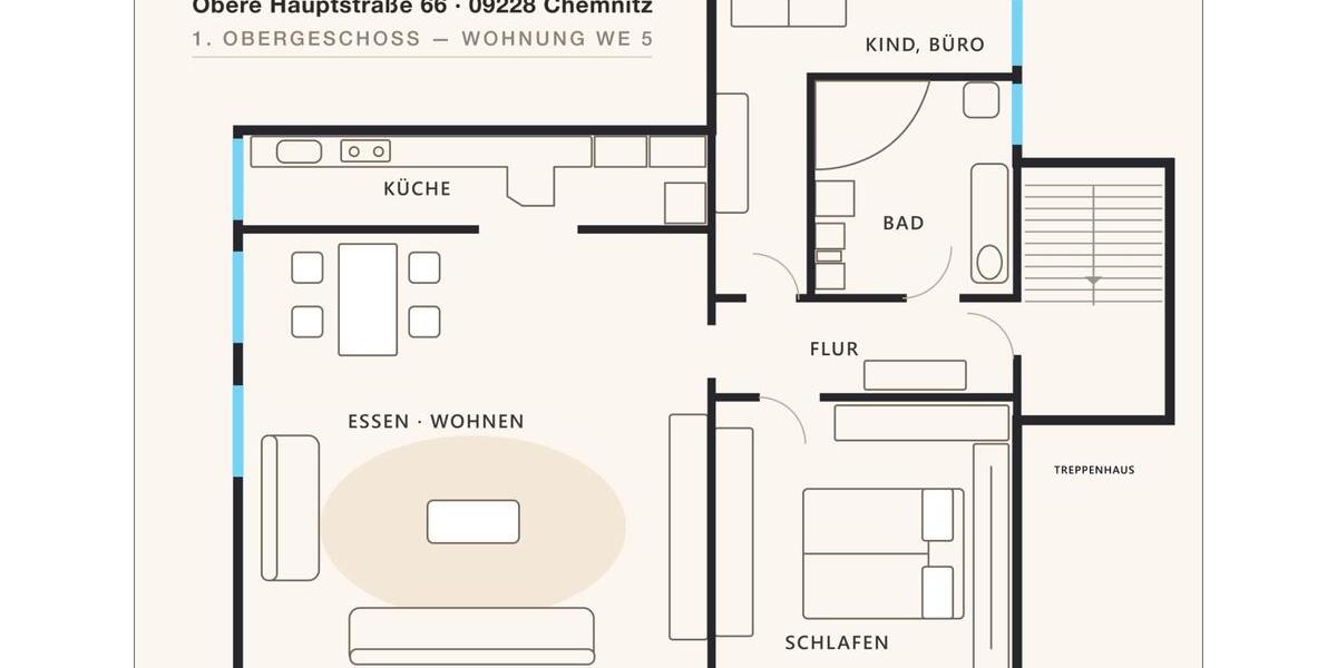 Etagenwohnung Chemnitz Wittgensdorf - 3 Zimmer, 96 m&sup2;, 155.000&euro; | Angebot:26864385