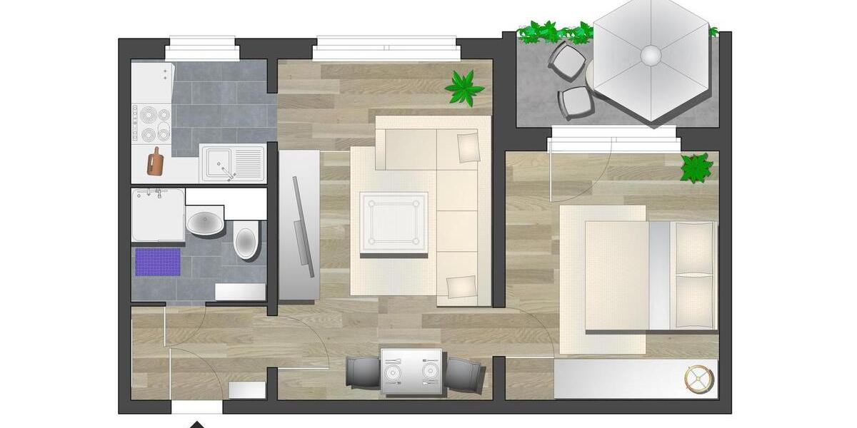 Helle 2-Raum-Wohnung mit Einbauküche 2 zimmer