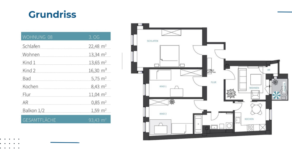Etagenwohnung Chemnitz Hilbersdorf - 4 Zimmer, 93 m&sup2;, 750&euro; | Angebot:26031507